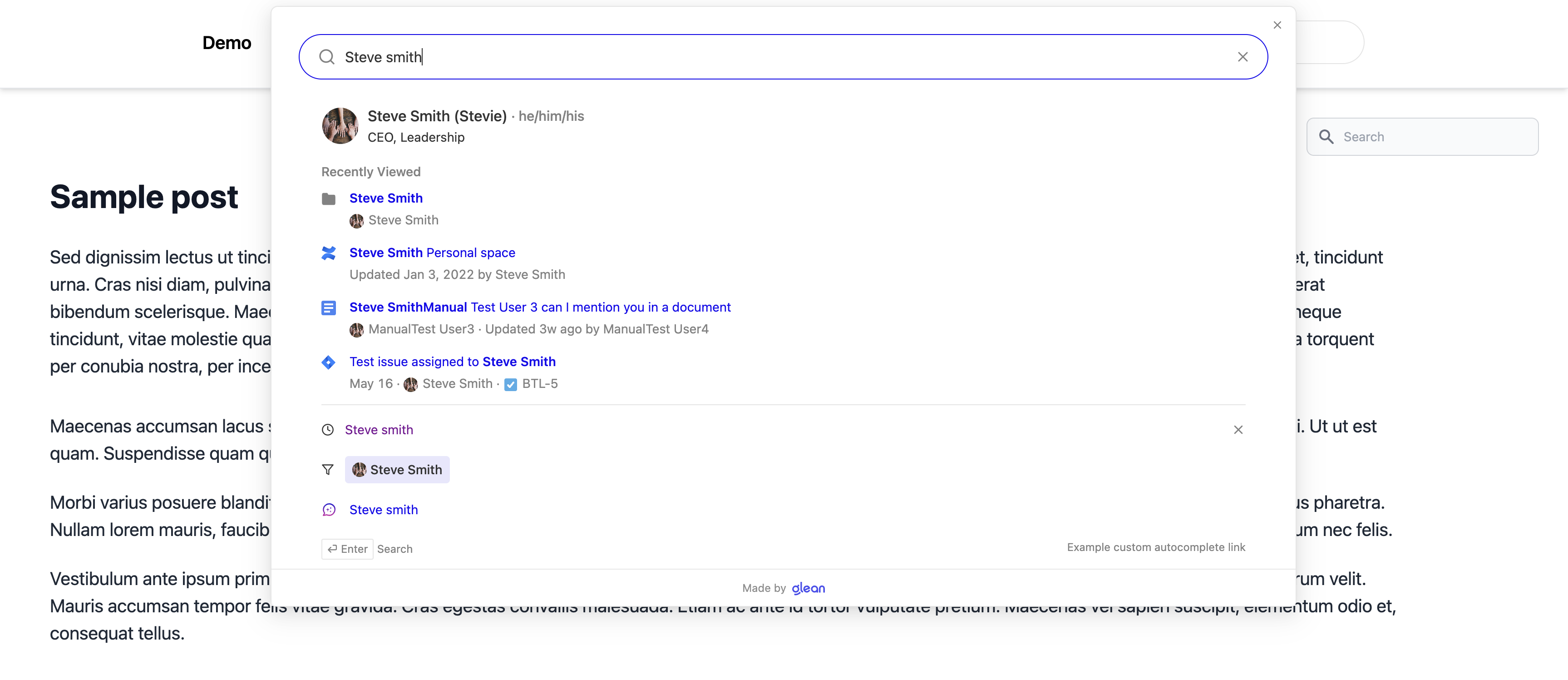 Modal Search Interface - Example 1